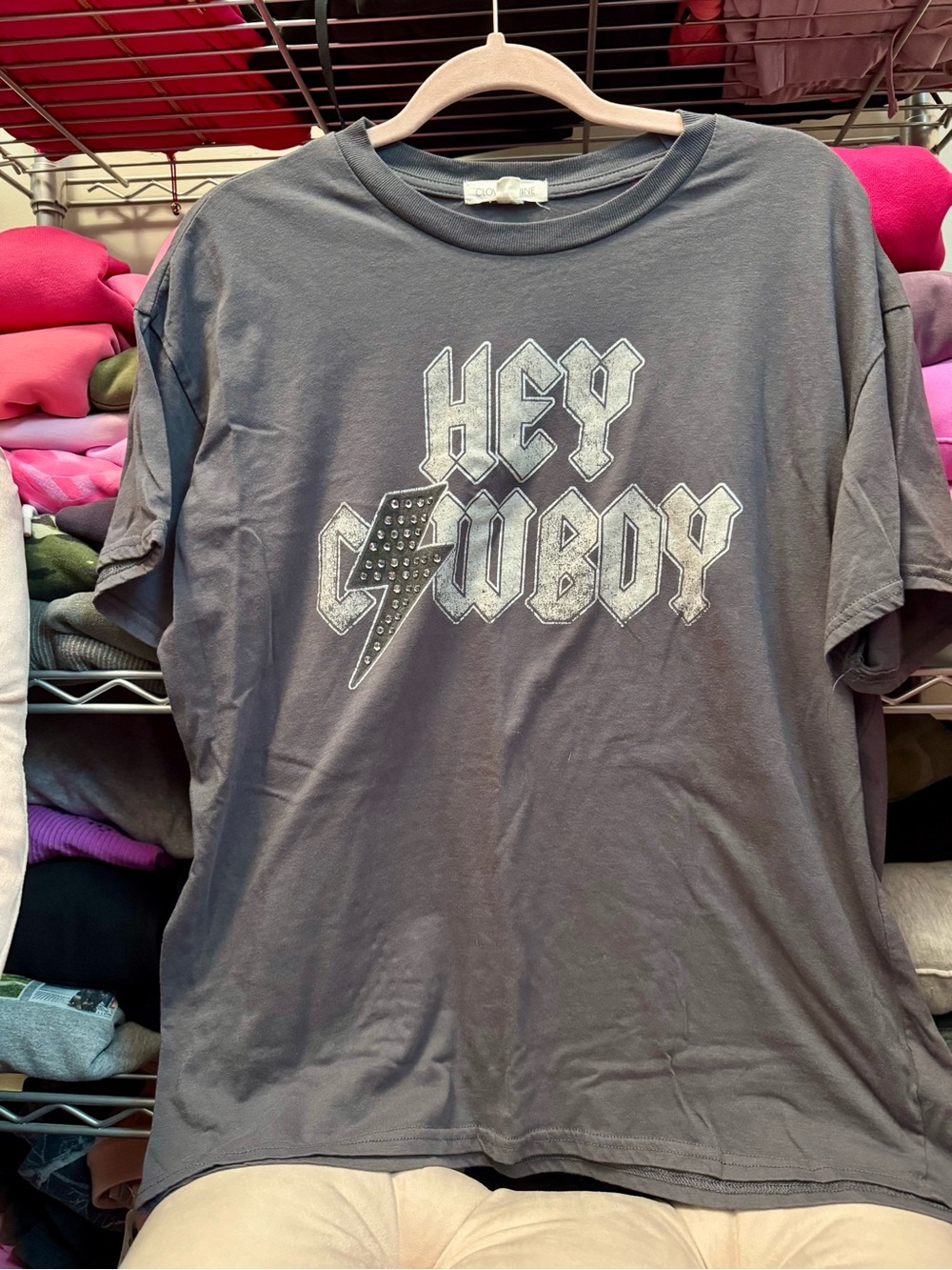 Hey Cowboy Graphic Tee - Charcoal Women’s T Shirt XL